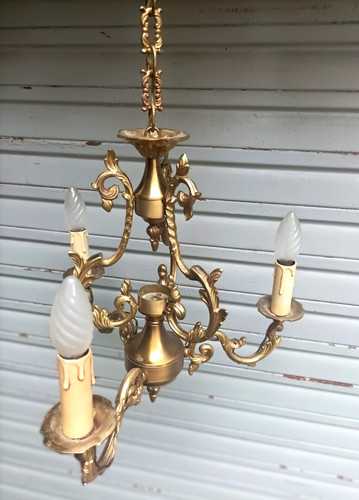 Ancien lustre cage - , bronze