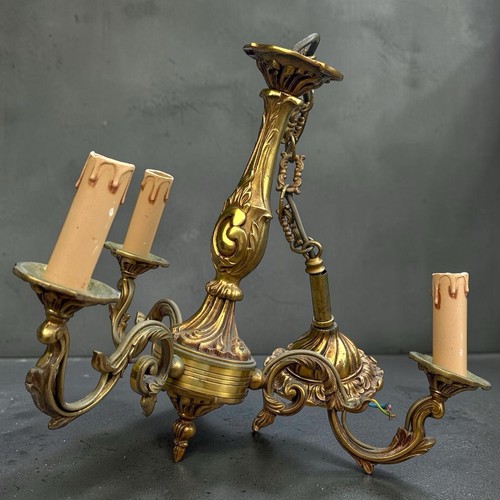 Lustre ancien laiton doré - lustre, 3