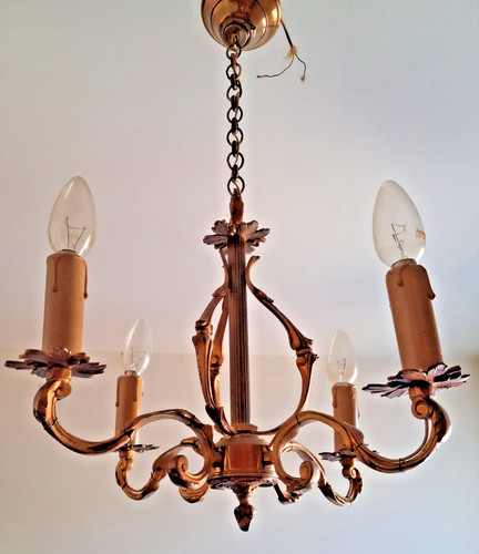 Lustre cage bronze doré 4 - lustre,