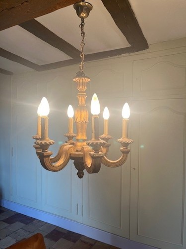 Lustre ancien bois doré 6 - ancien,
