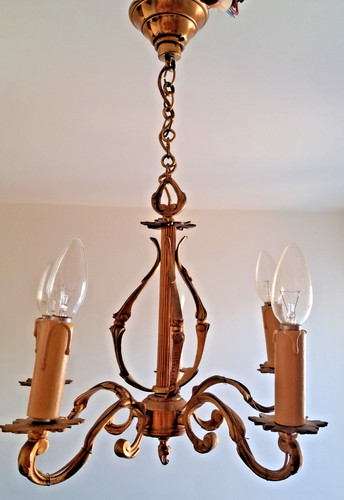 Lustre cage feux bronze - lustre,