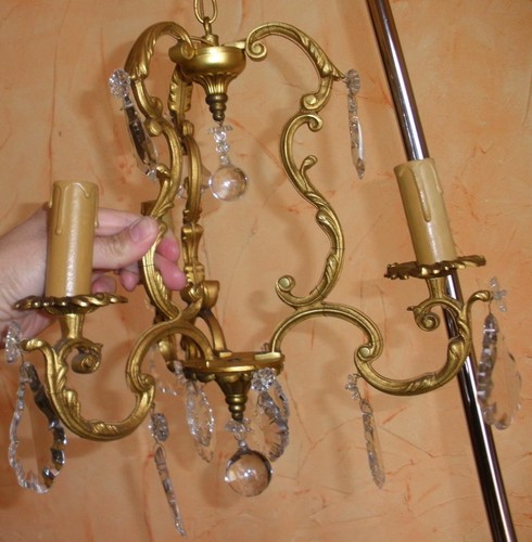 Lustre bronze doré feux - lustre,